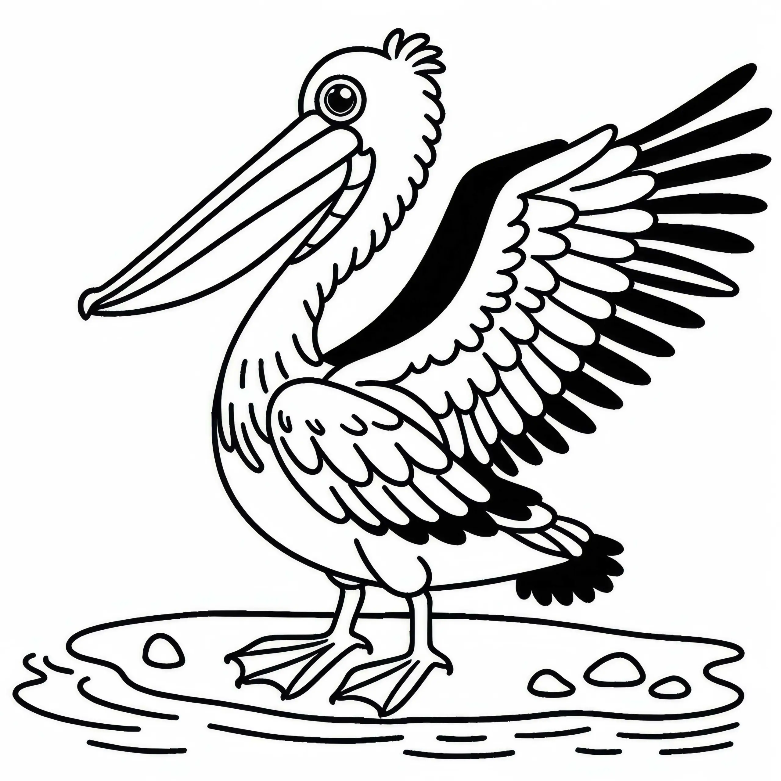 Braunpelikan – Brown Pelican – Vogel Nordamerika – Malvorlage kostenlos (Ausmalbild)