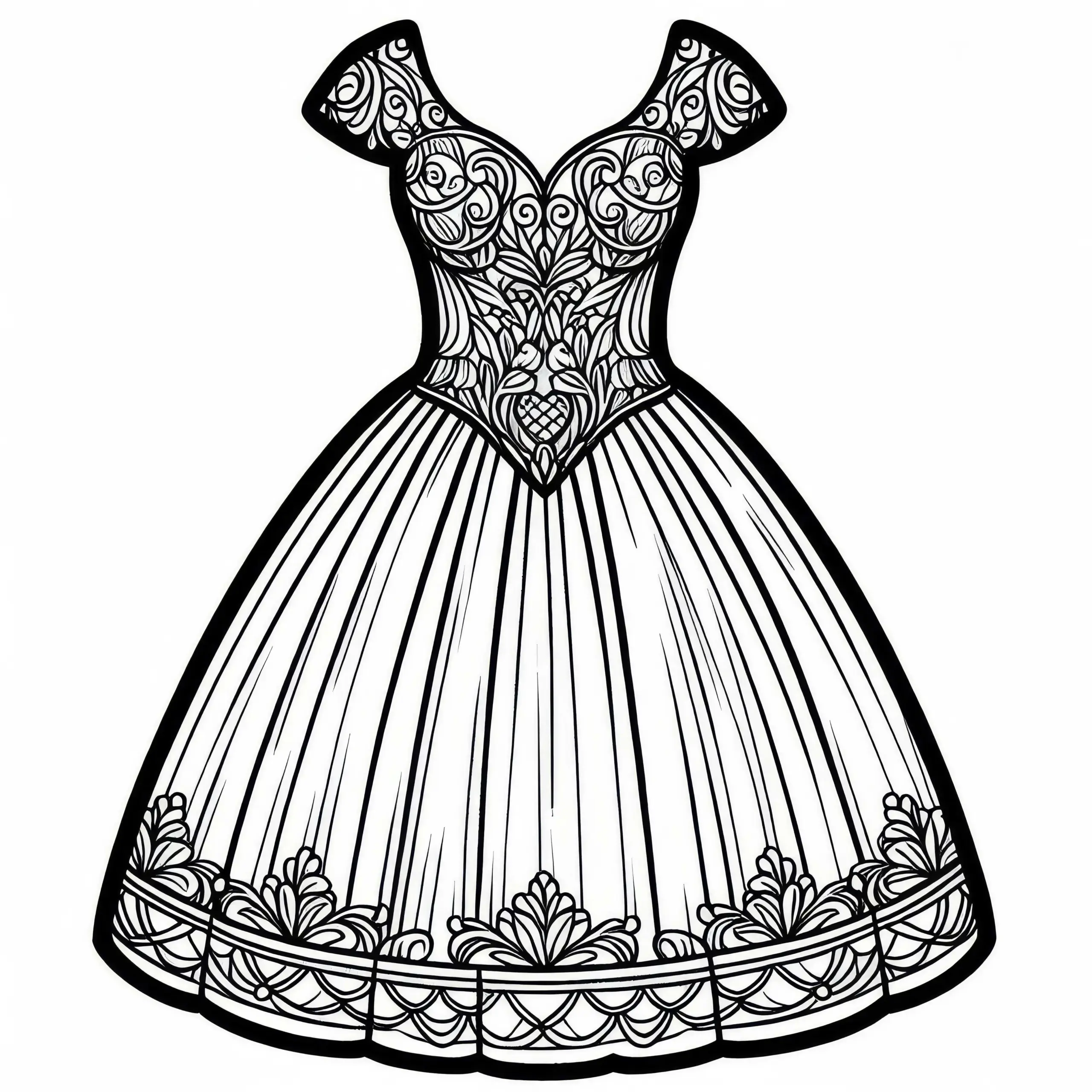 Brautkleid Ausmalbild Kostenloses Ausmalen von Kleidung