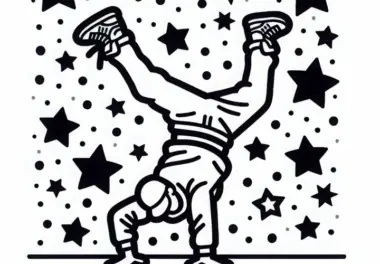Breakdance-Tänzer führt Windmill-Move aus – Ausmalbild gratis