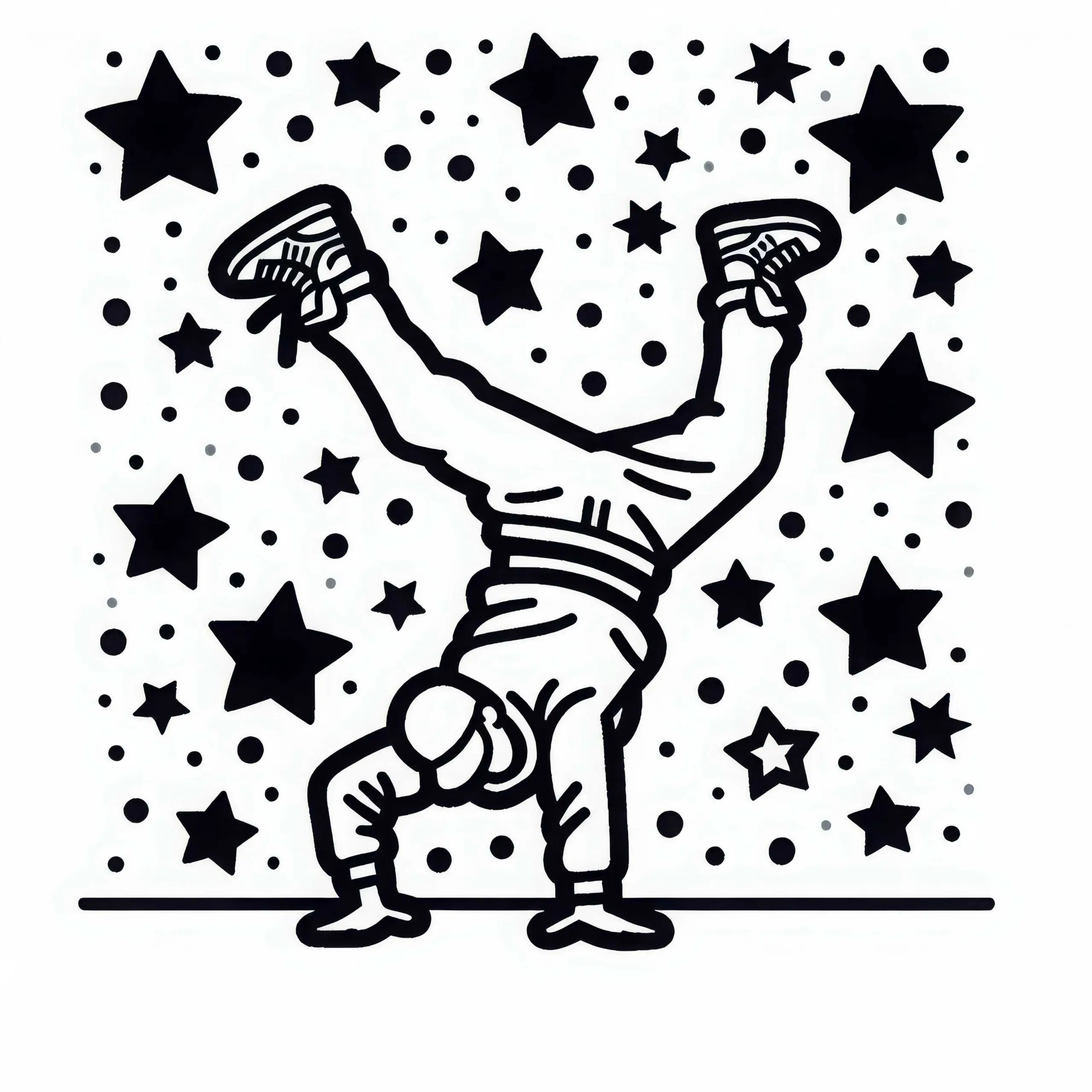 Breakdance-Tänzer führt Windmill-Move aus – Ausmalbild gratis