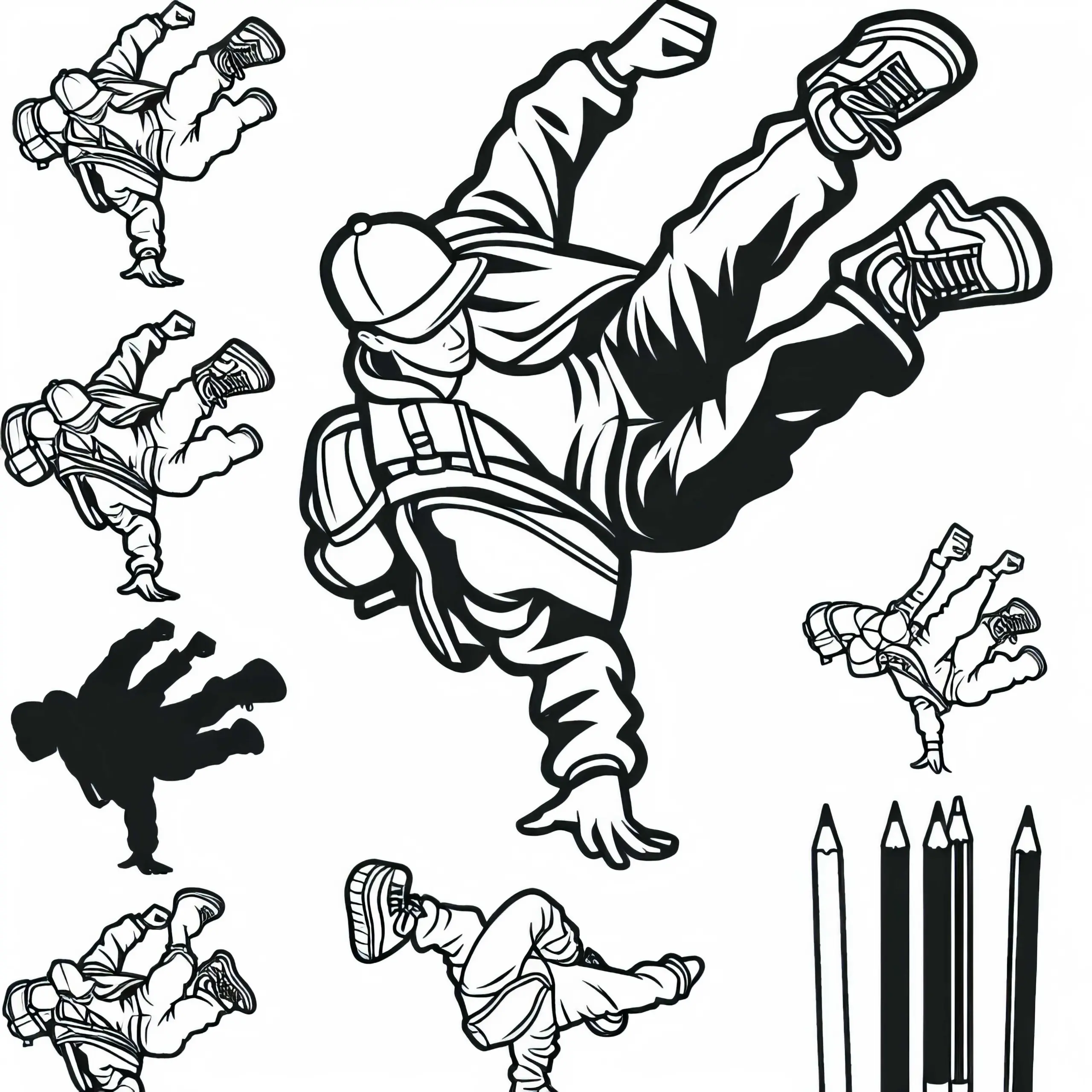 Ausmalbild eines Breakdancers kostenlos herunterladen