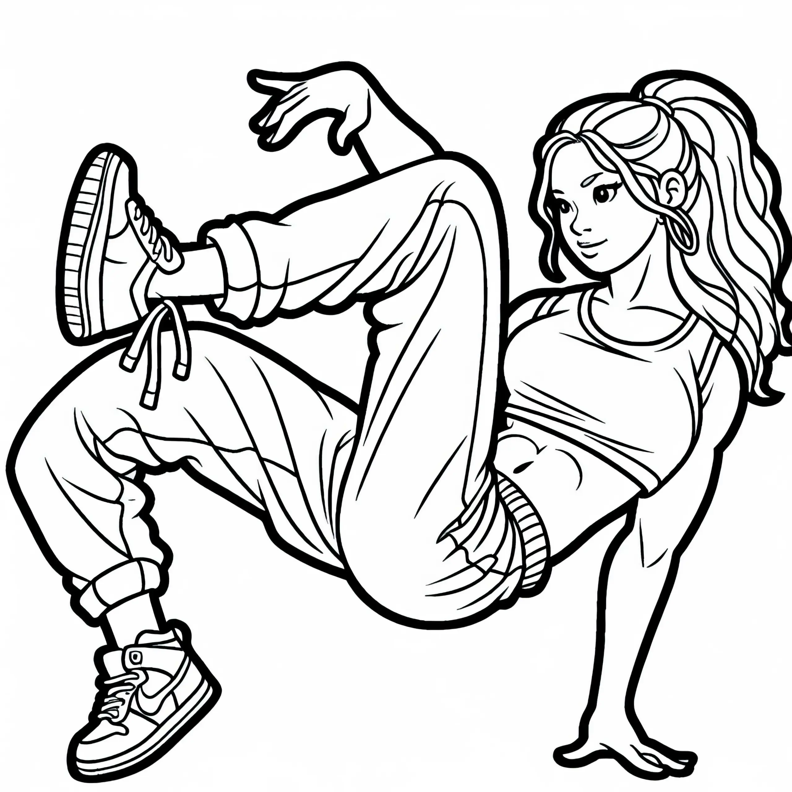 Breakdancerin Malvorlage kostenlos (Ausmalbild)
