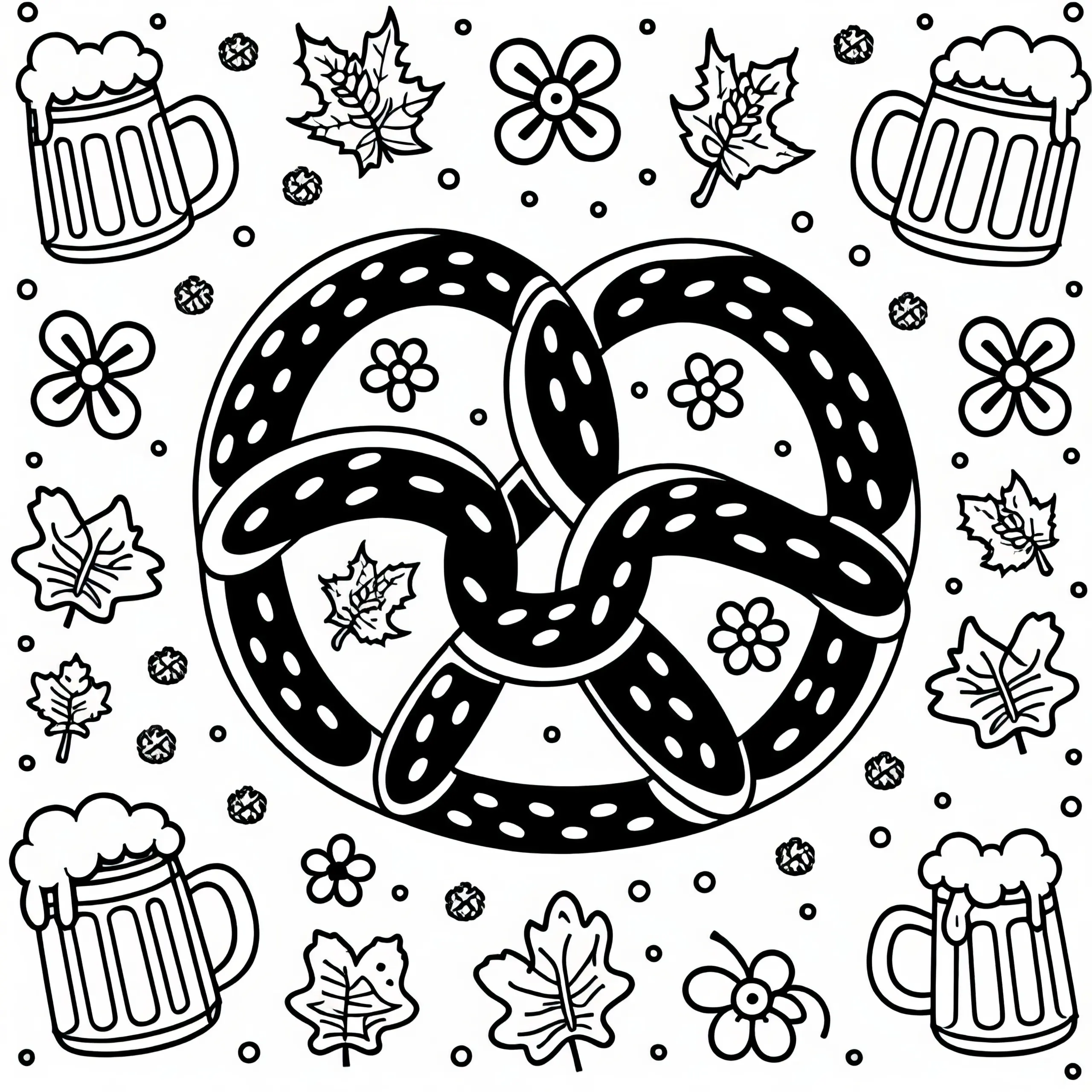 Brezel-Malvorlage zum Oktoberfest: Einfach gratis herunterladen (Ausmalbild)