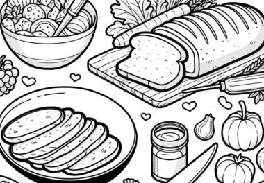 Brot als Beilage zum Essen – Ausmalbild Kostenlos