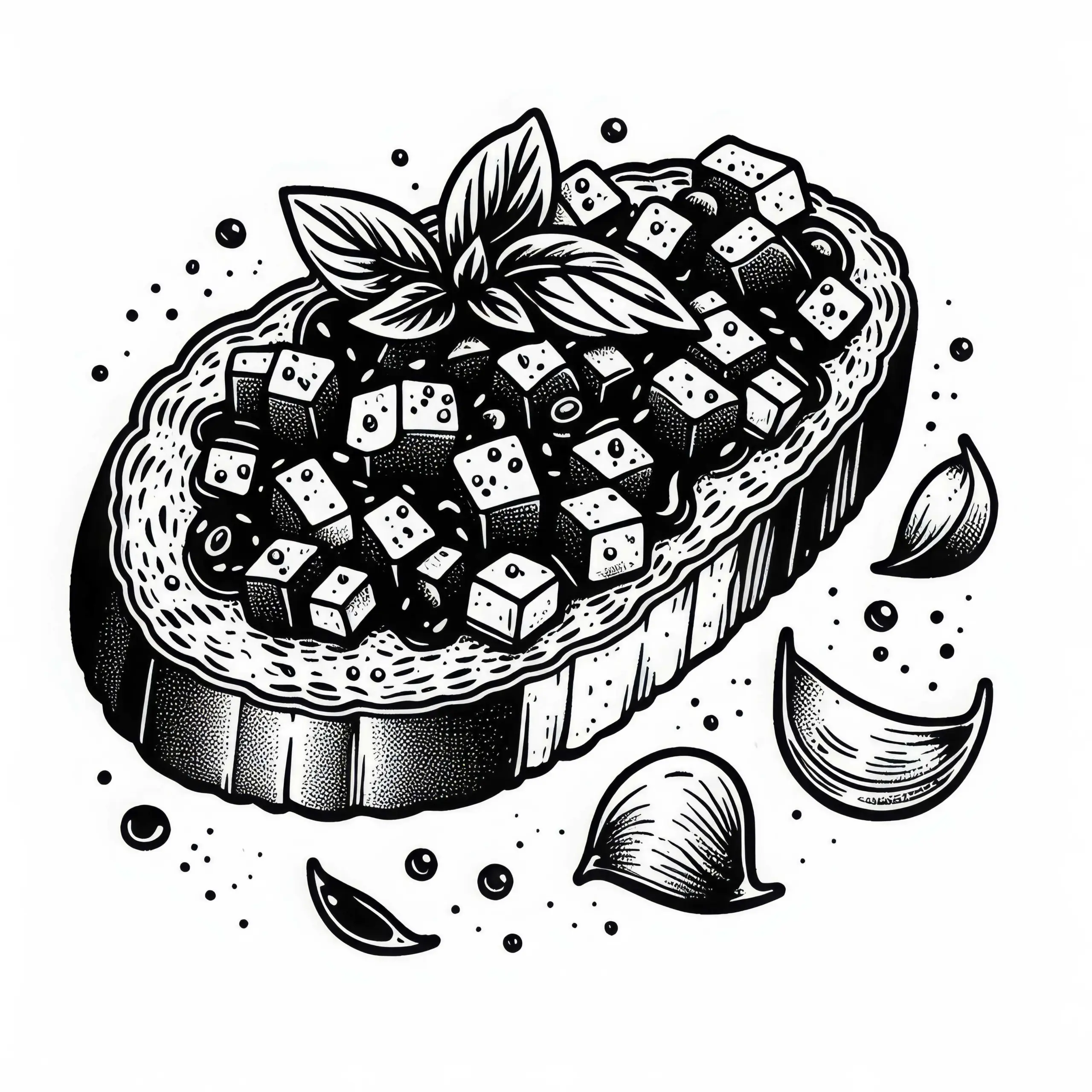 Kostenfreies Ausmalbild von Bruschetta als Vorspeise
