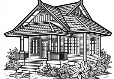 Kostenloses Ausmalbild eines Bungalows