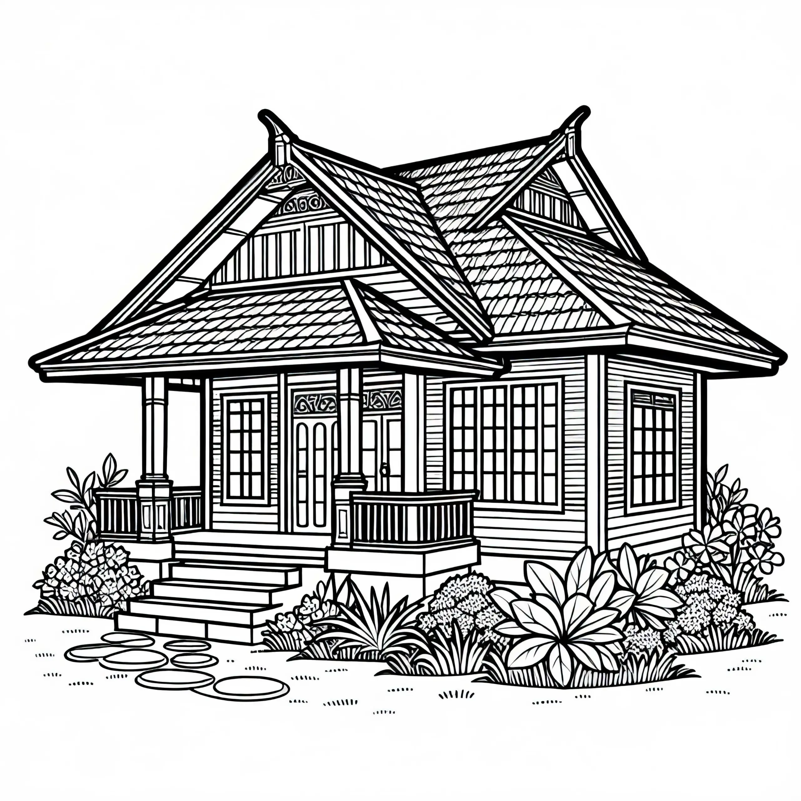 Kostenloses Ausmalbild eines Bungalows