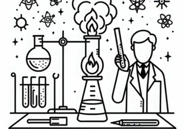 Bunsenbrenner eines Chemikers – Malvorlage einfach und gratis