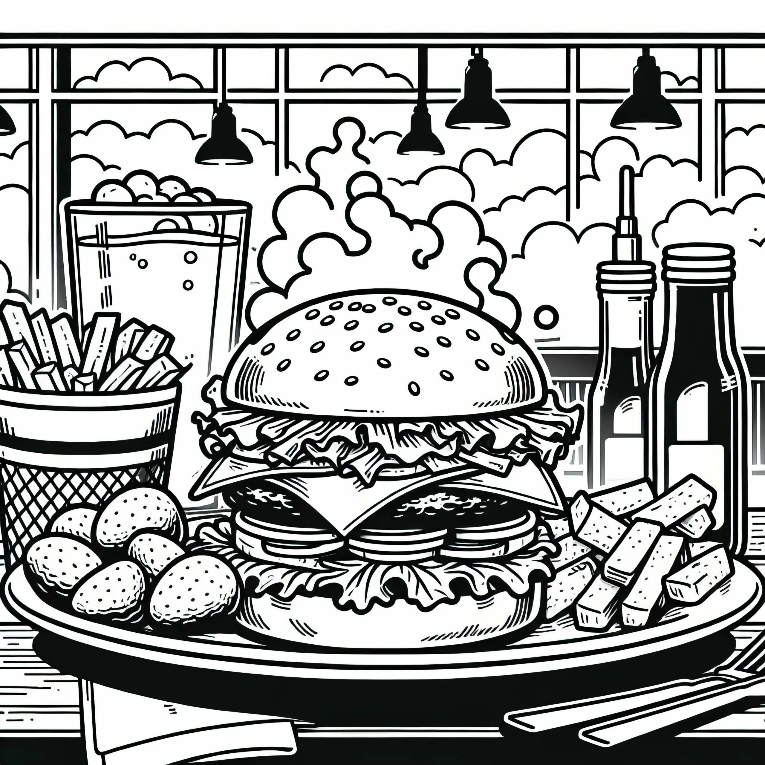 Burger als Hauptgericht Ausmalbild Gratis