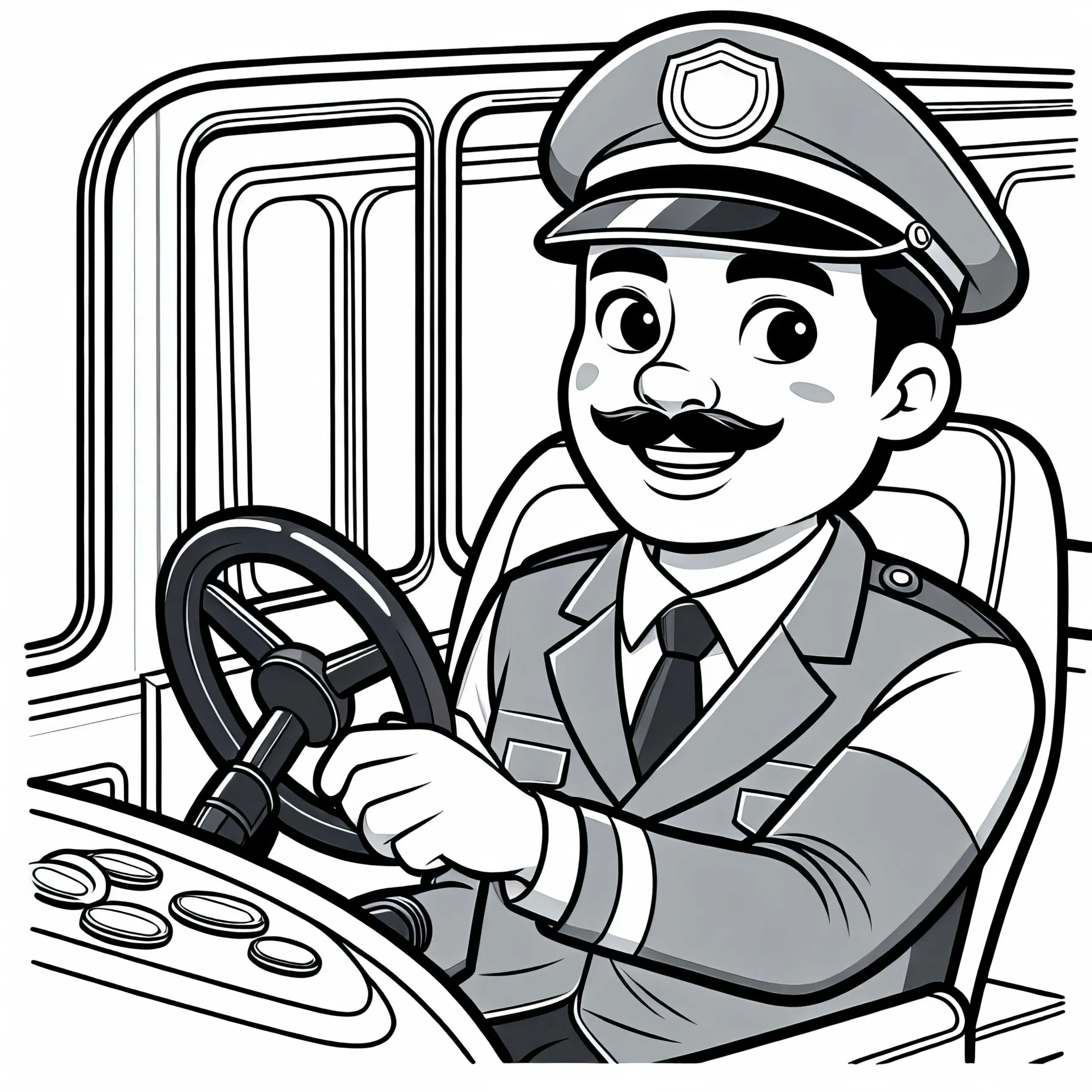 Kostenloses Ausmalbild eines Busfahrers