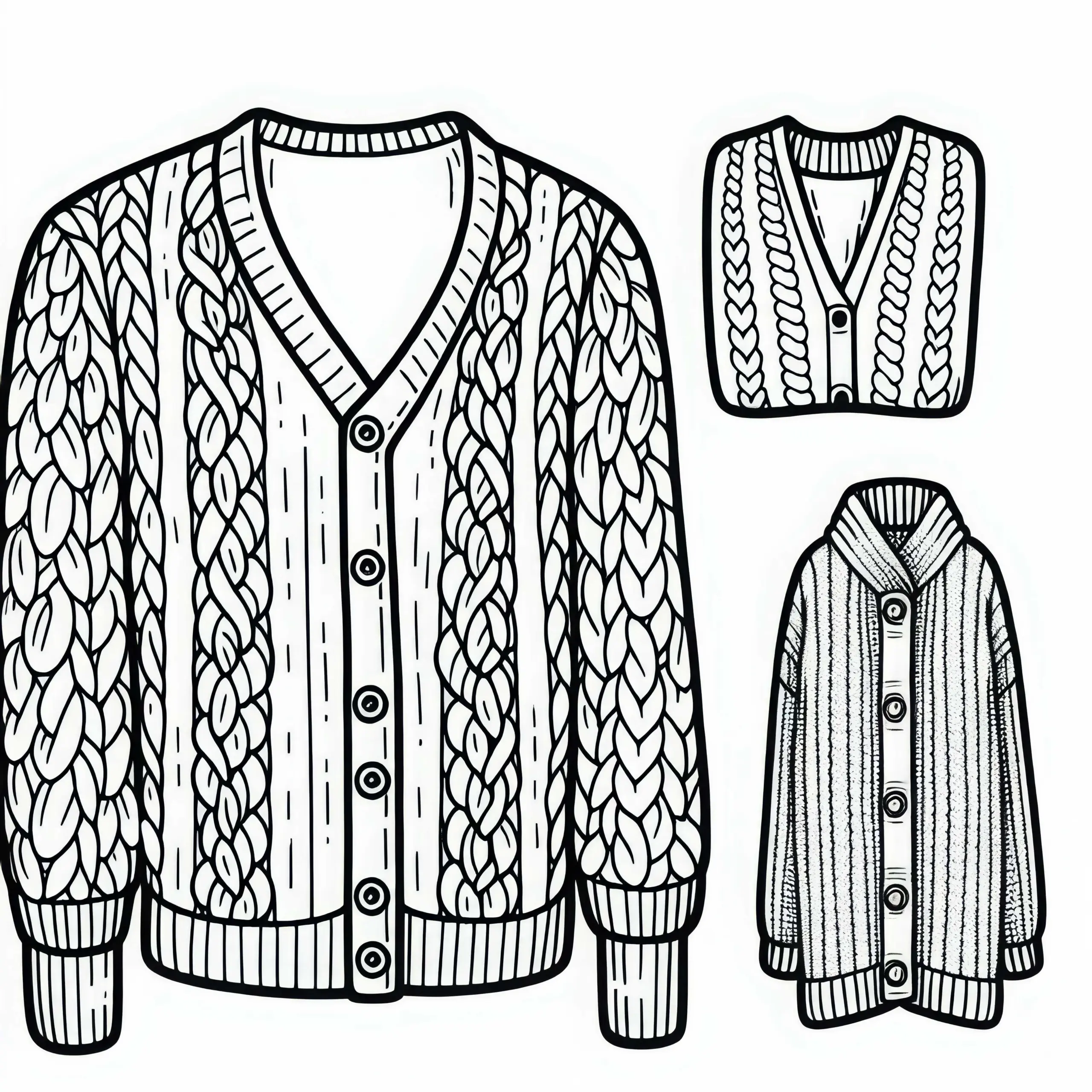 Kostenloses Ausmalbild von einem Cardigan zur Kleidung