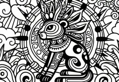 Cauac Sturm Ausmalbild Sternzeichen Maya Kostenlos herunterladen
