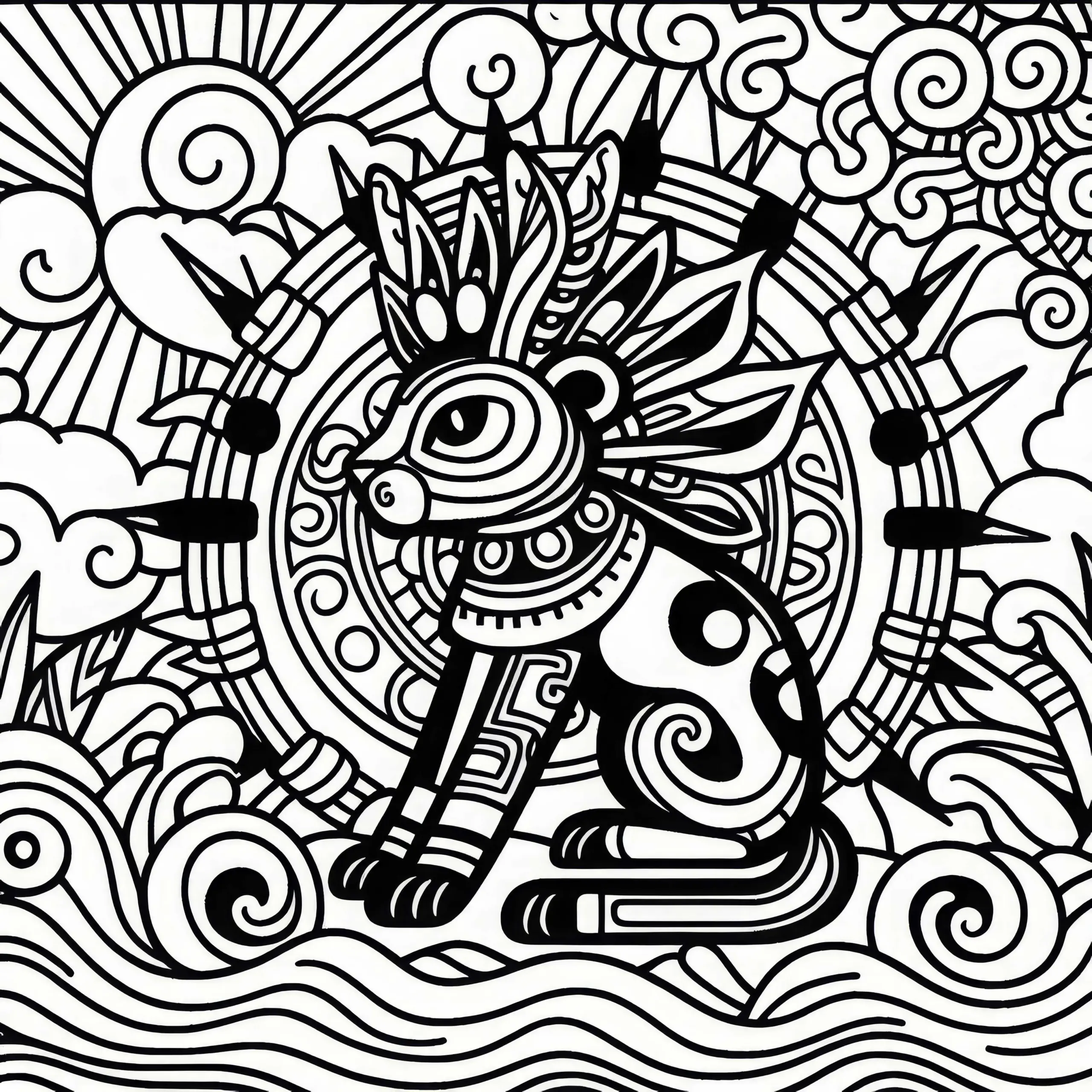 Cauac Sturm Ausmalbild Sternzeichen Maya Kostenlos herunterladen