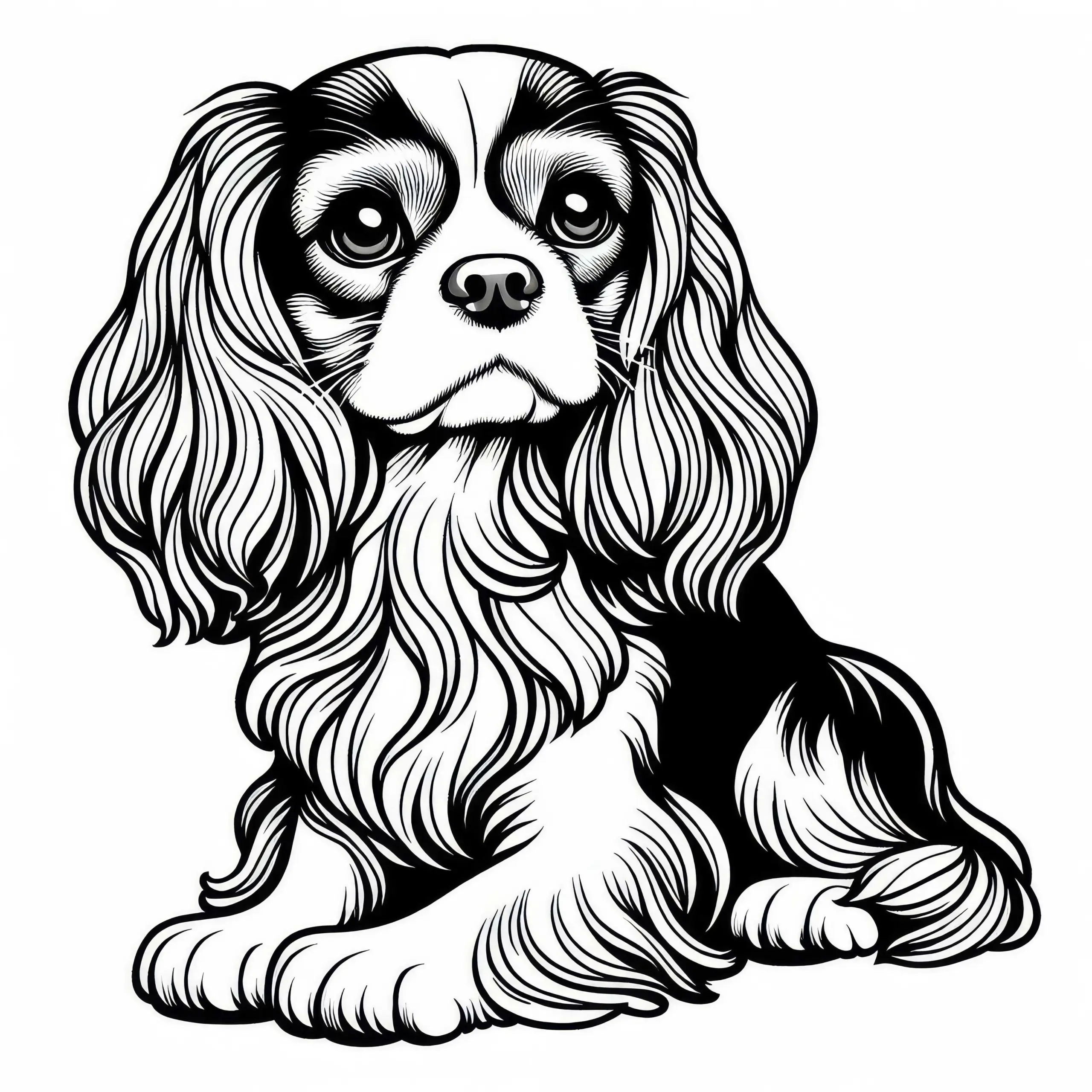 Cavalier King Charles Spaniel Malvorlage für Hunde Kostenlos (Ausmalbild)