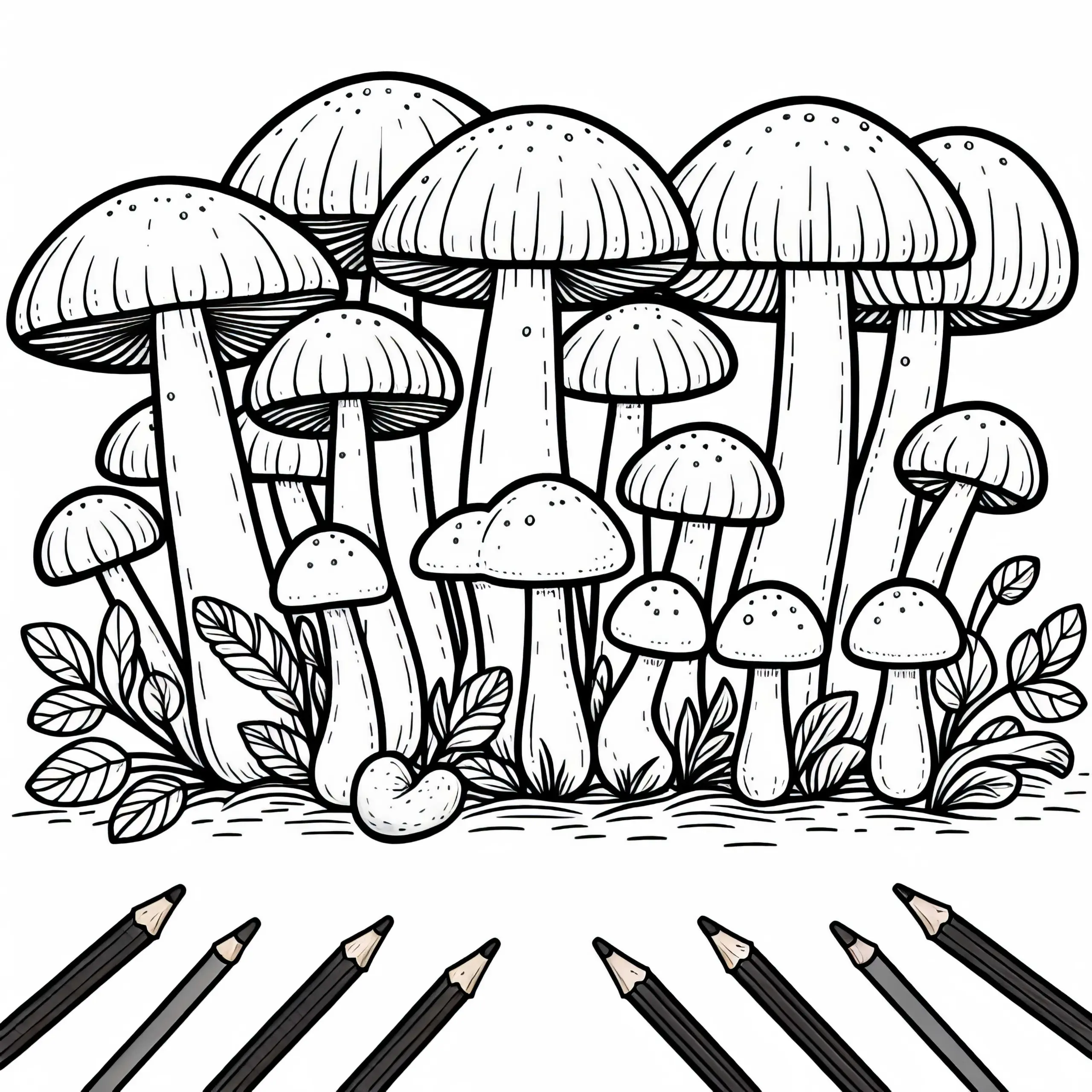 Champignon Ausmalbild Agaricus Bisporus – Kostenloses Pilzbild zum Download