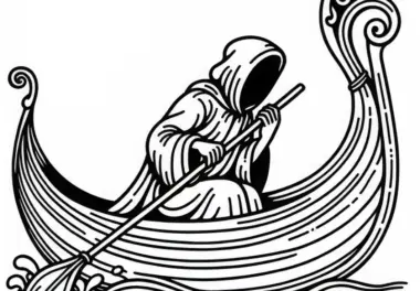 Charon rudert über Styx – Malvorlage kostenlos