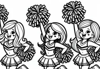 Cheerleader beim Football feuern das Team an – Ausmalbild gratis
