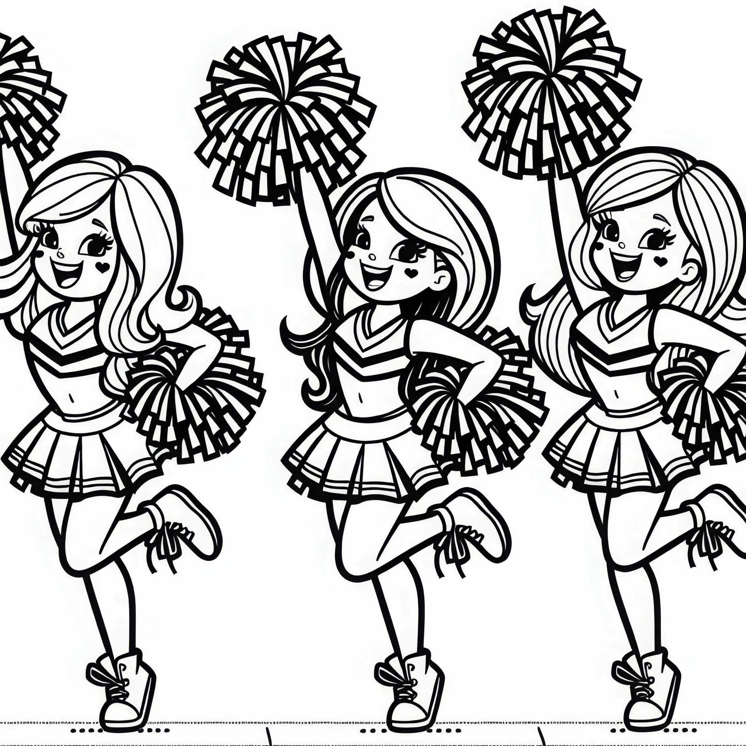 Cheerleader beim Football feuern das Team an – Ausmalbild gratis