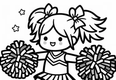 Cheerleader mit Pompons – Malvorlage einfach und kostenlos