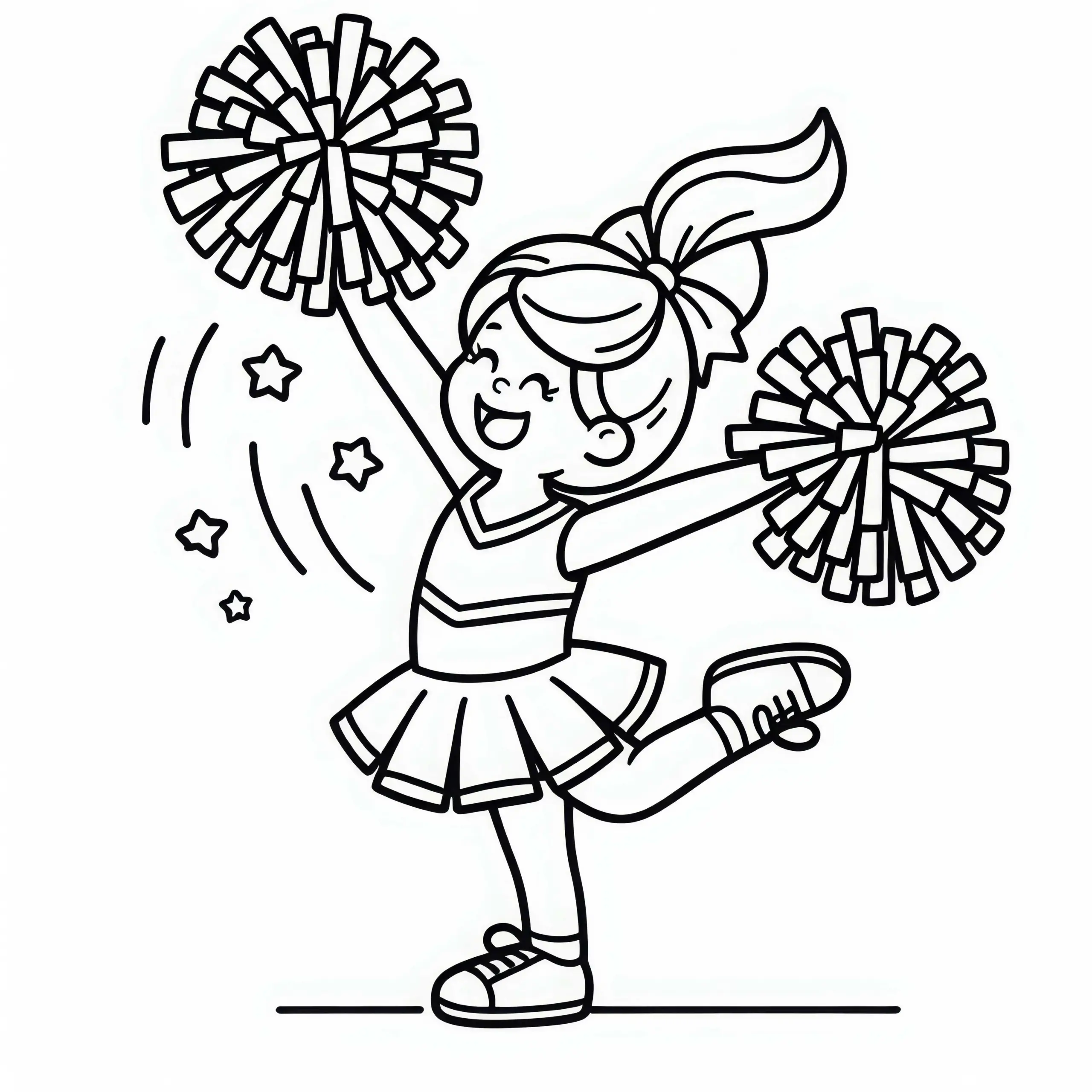 Cheerleaderin mit Pompons – Ausmalbild kostenlos