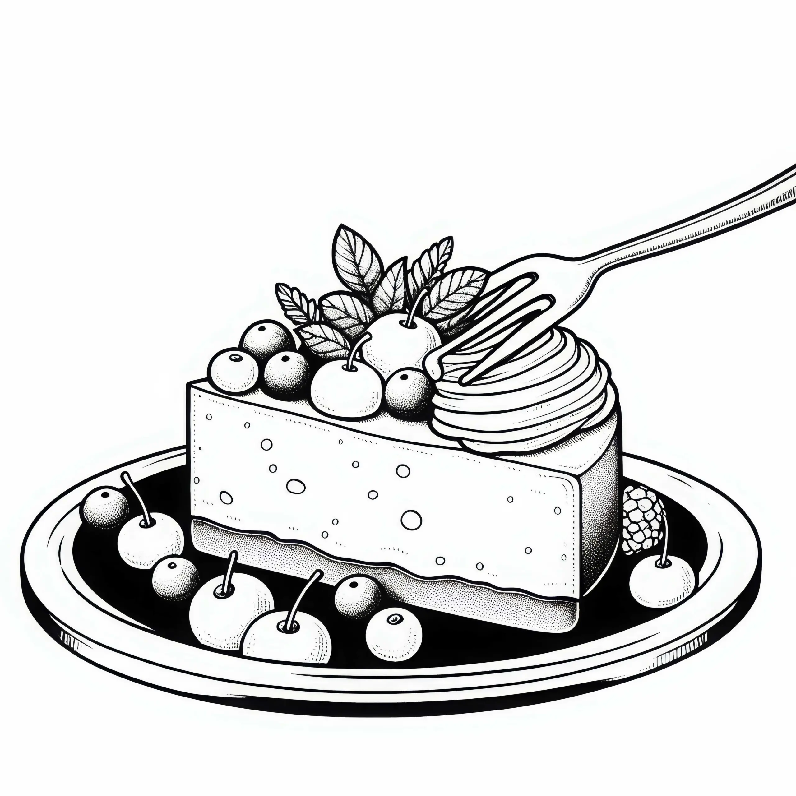 Cheesecake als Dessert – Ausmalbild kostenlos herunterladen und online ausmalen