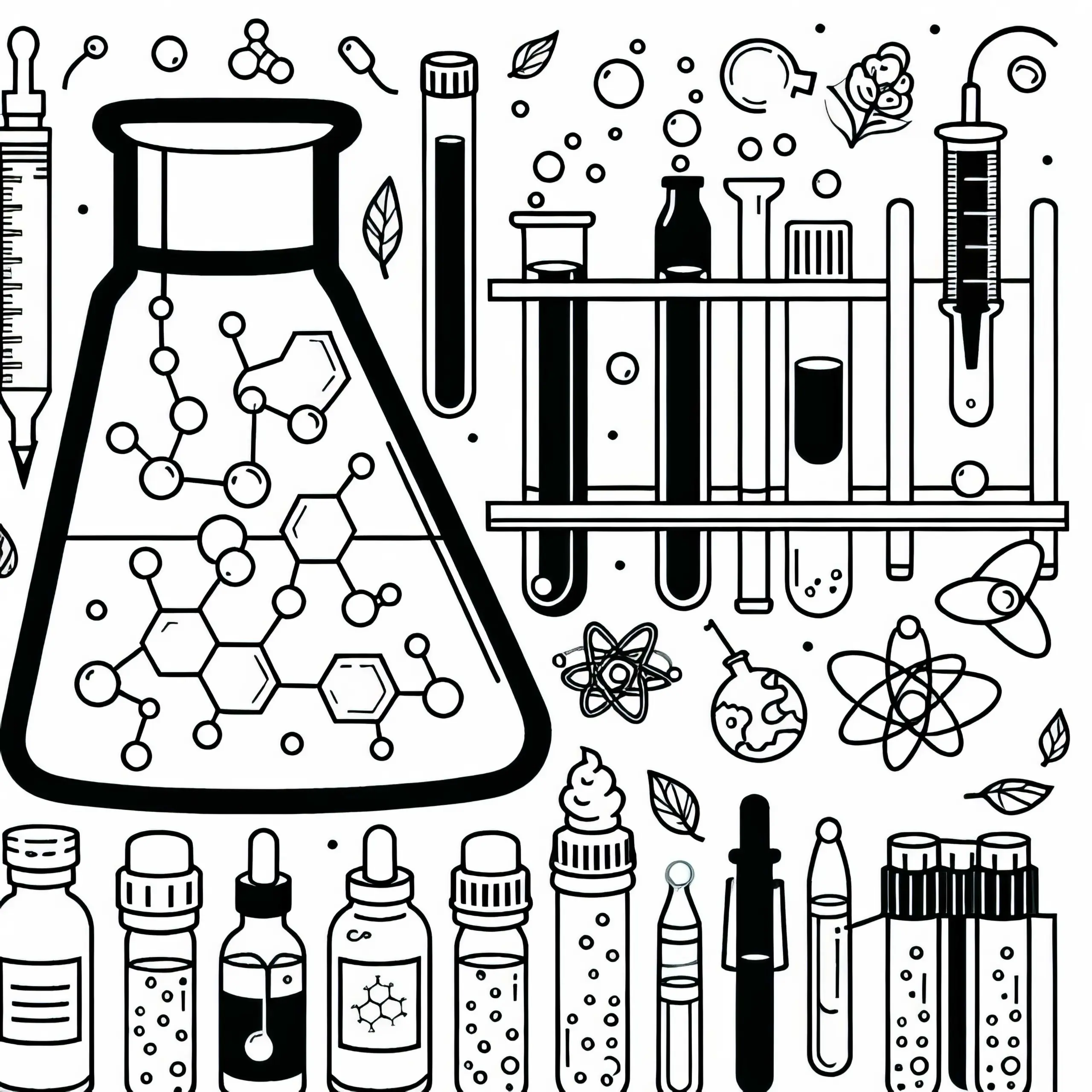 Chemikalienflaschen Malvorlage Einfach Gratis (Ausmalbild)