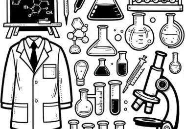 Chemiker im Labor – Ausmalbild Einfach und Kostenlos