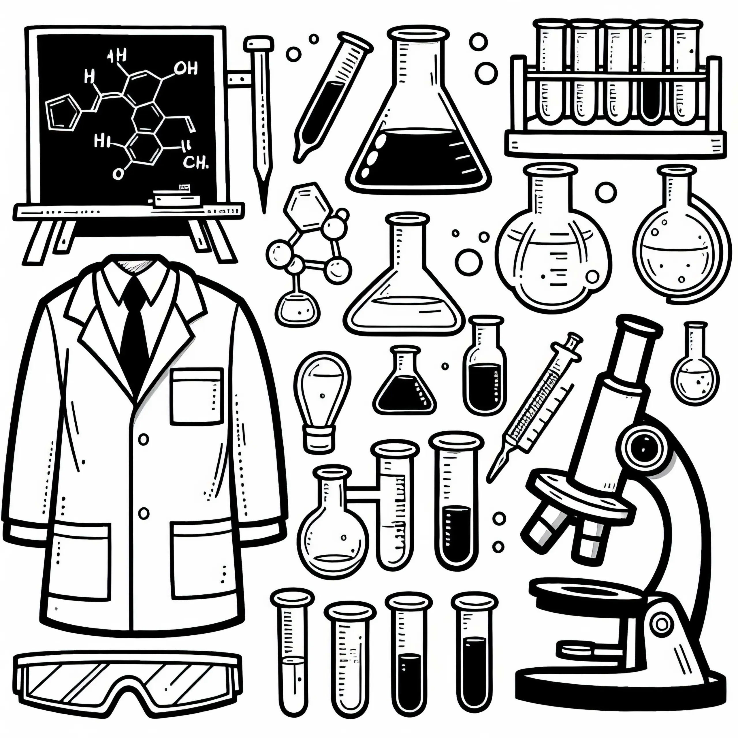 Chemiker im Labor – Ausmalbild Einfach und Kostenlos