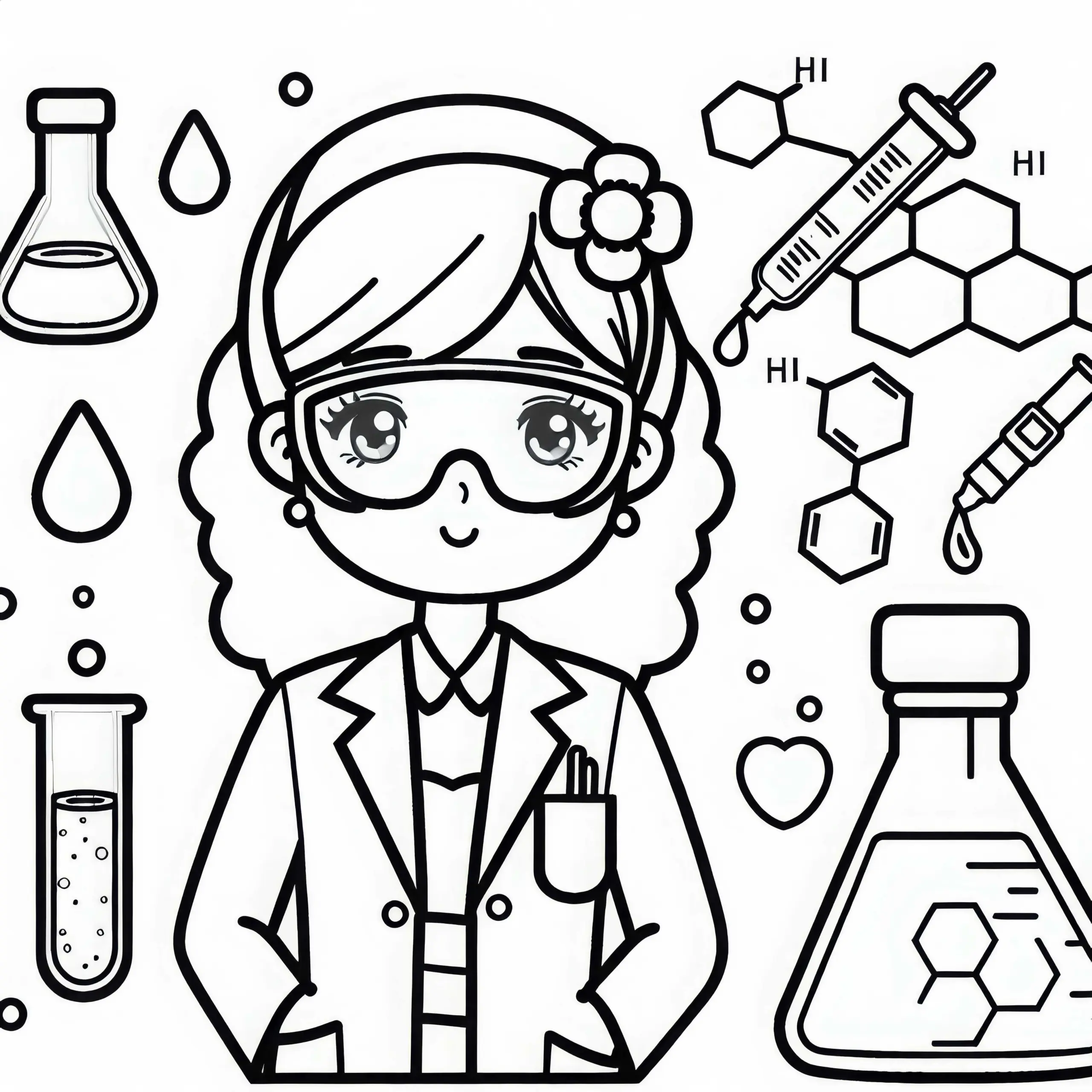 Chemikerin Ausmalbild Gratis