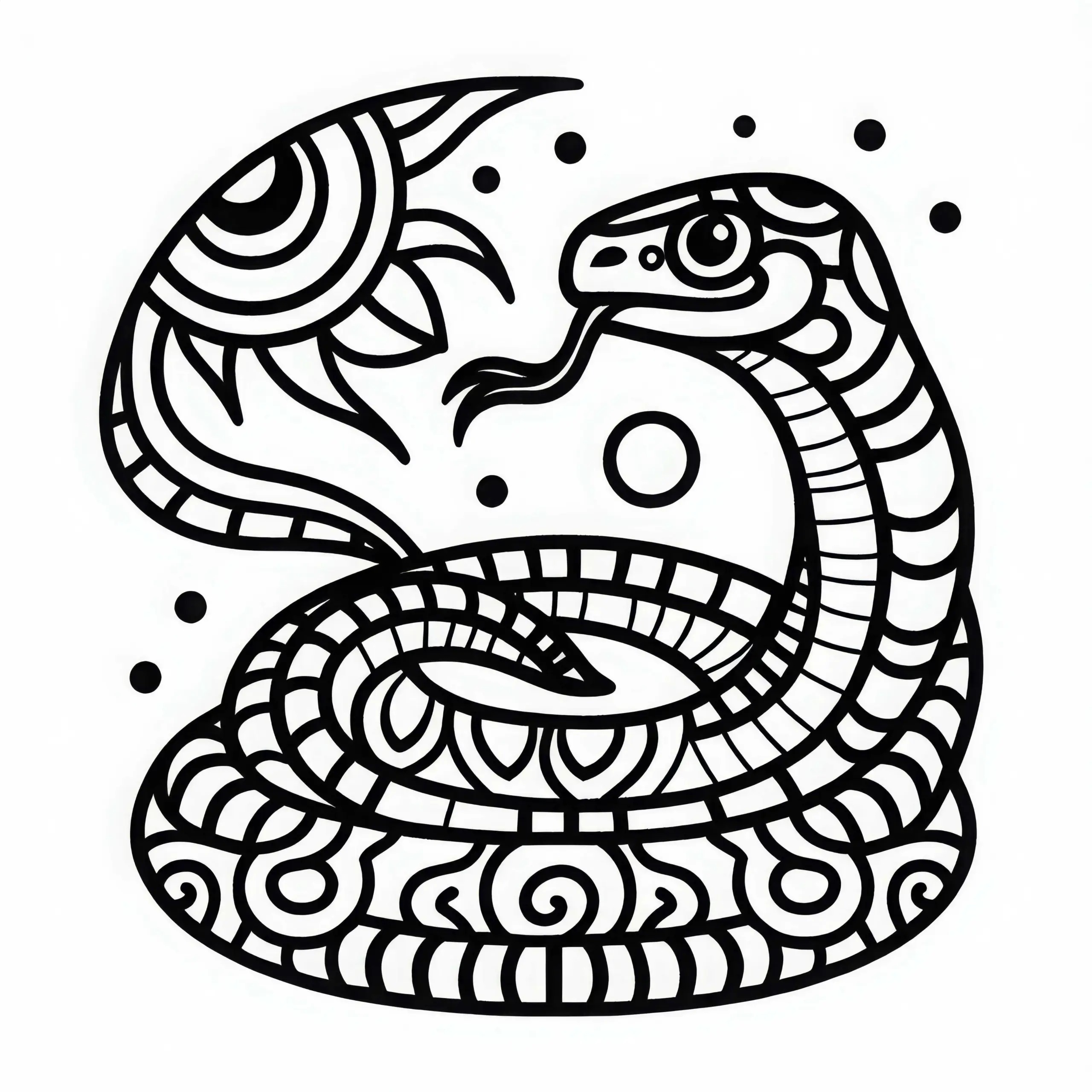Chicchan Schlange Malvorlage Sternzeichen Maya Gratis (Ausmalbild)