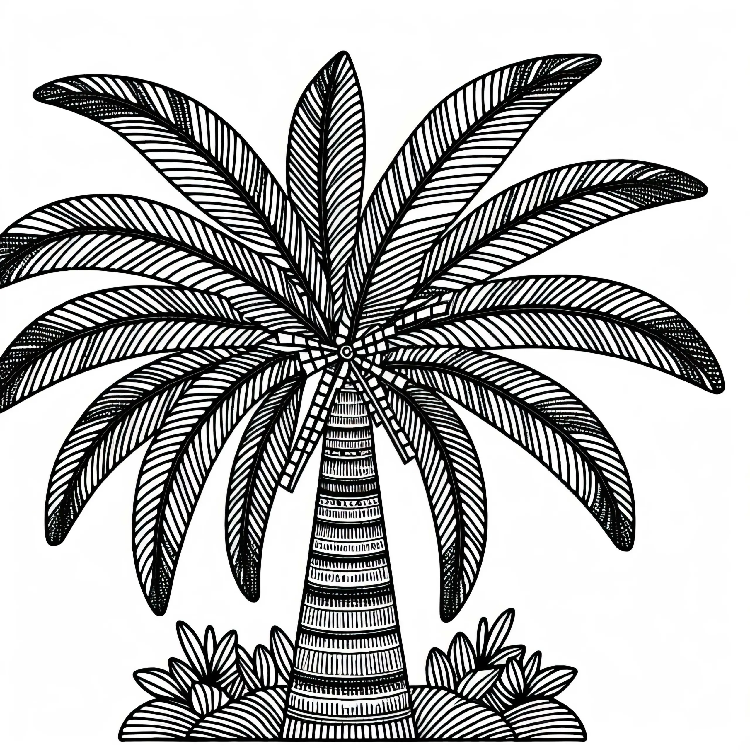 Chinesische Hanfpalme Trachycarpus Fortunei Malvorlage Gratis (Ausmalbild)