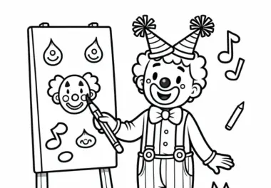 Clown malt – einfaches Ausmalbild kostenlos