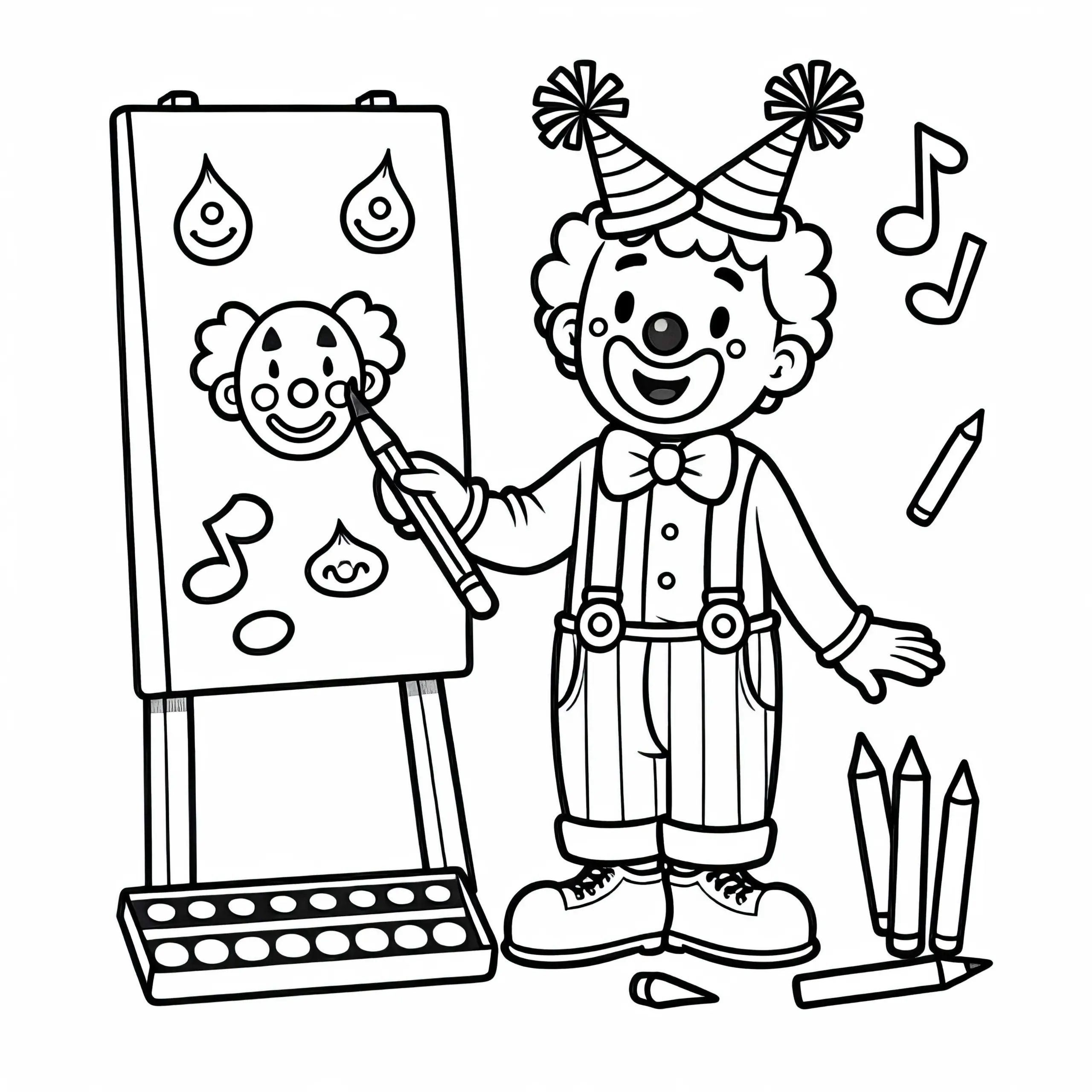 Clown malt – einfaches Ausmalbild kostenlos