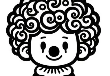 Clown mit lustigen Haaren – Malvorlage einfach kostenlos