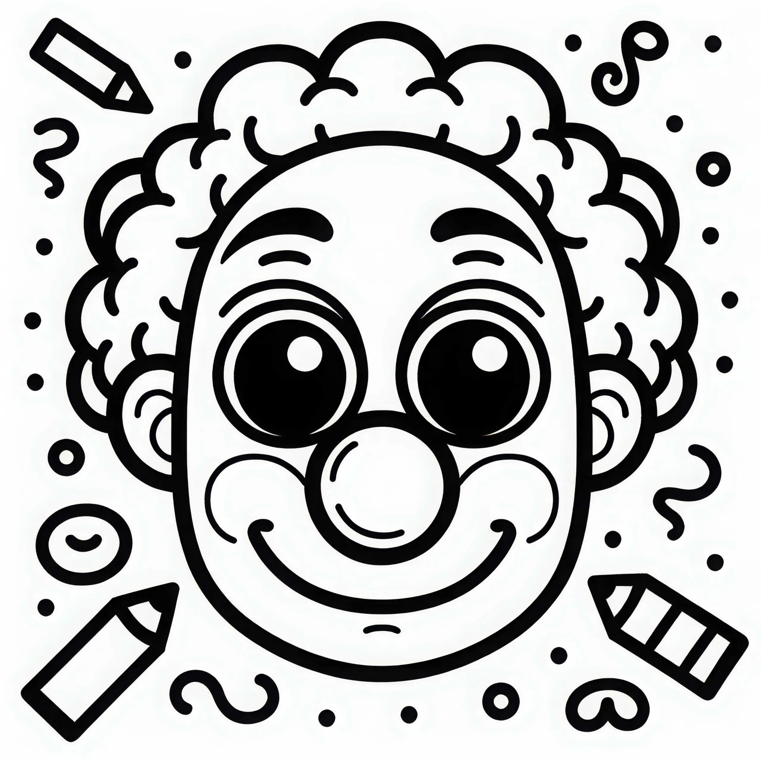 Clown Portrait Malvorlage Einfach Gratis (Ausmalbild)