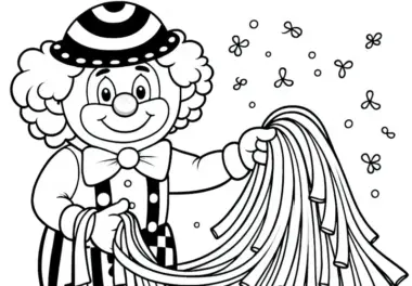 Clown zaubert – Ausmalbild einfach kostenlos