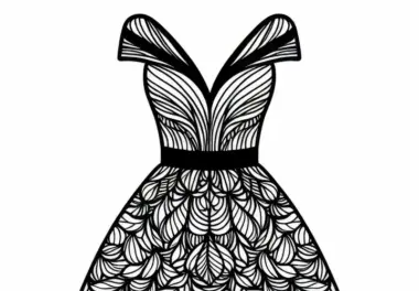 Cocktailkleid Ausmalbild für Kleidung zum Gratis Download
