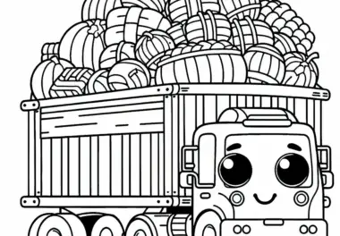 Comic-Laster mit Gesicht und überladener Ladung – Malvorlage kostenlos