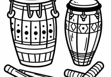 Ausmalbild eines Congas – Kostenloses Schlaginstrument zum Download
