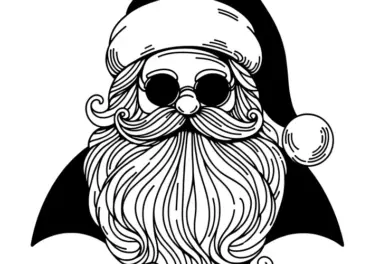 Cooler Weihnachtsmann mit Sonnenbrille zum Ausmalen