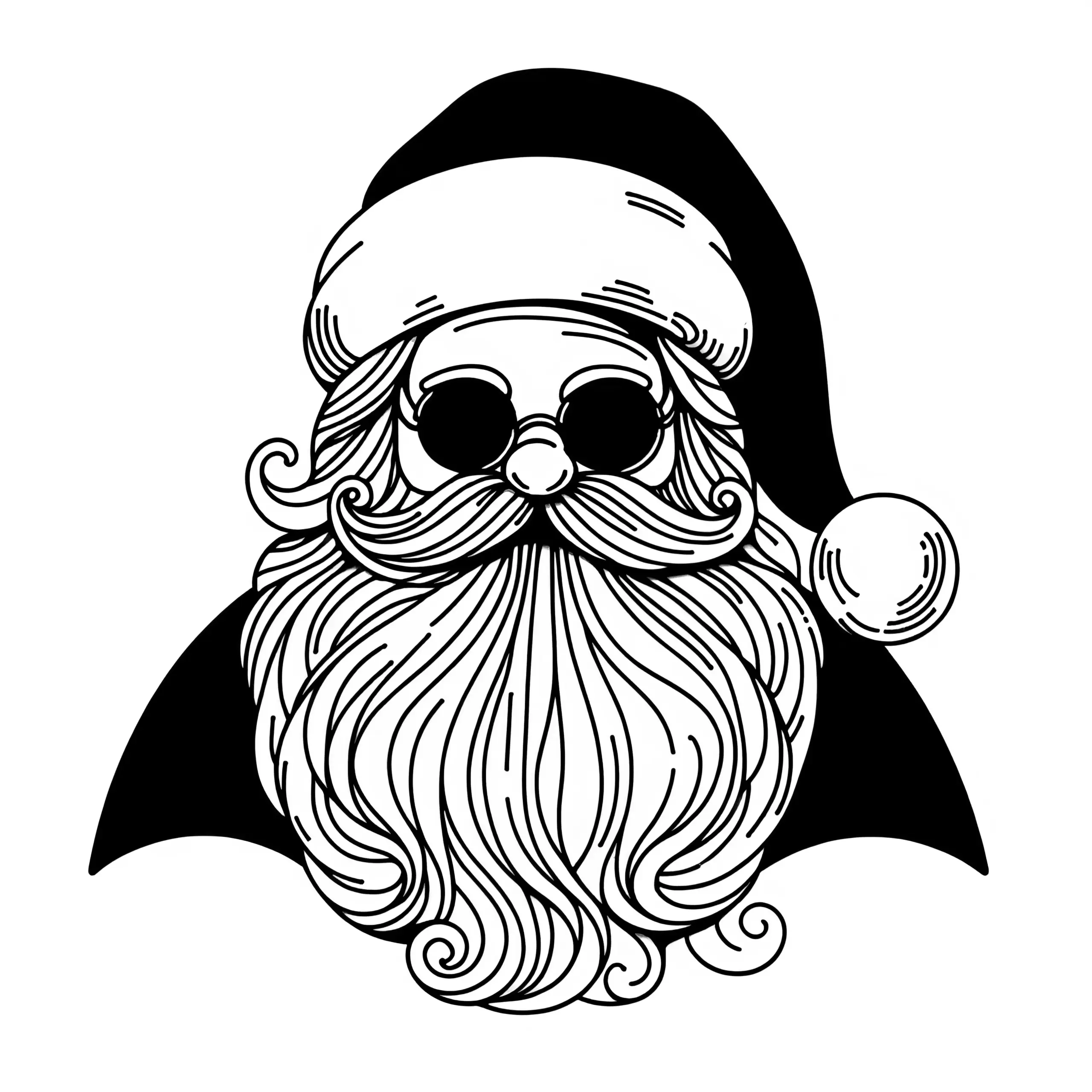 Cooler Weihnachtsmann mit Sonnenbrille zum Ausmalen (Ausmalbild)