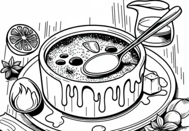 Creme Brûlée als Dessert – Ausmalbild zum Gratis-Download