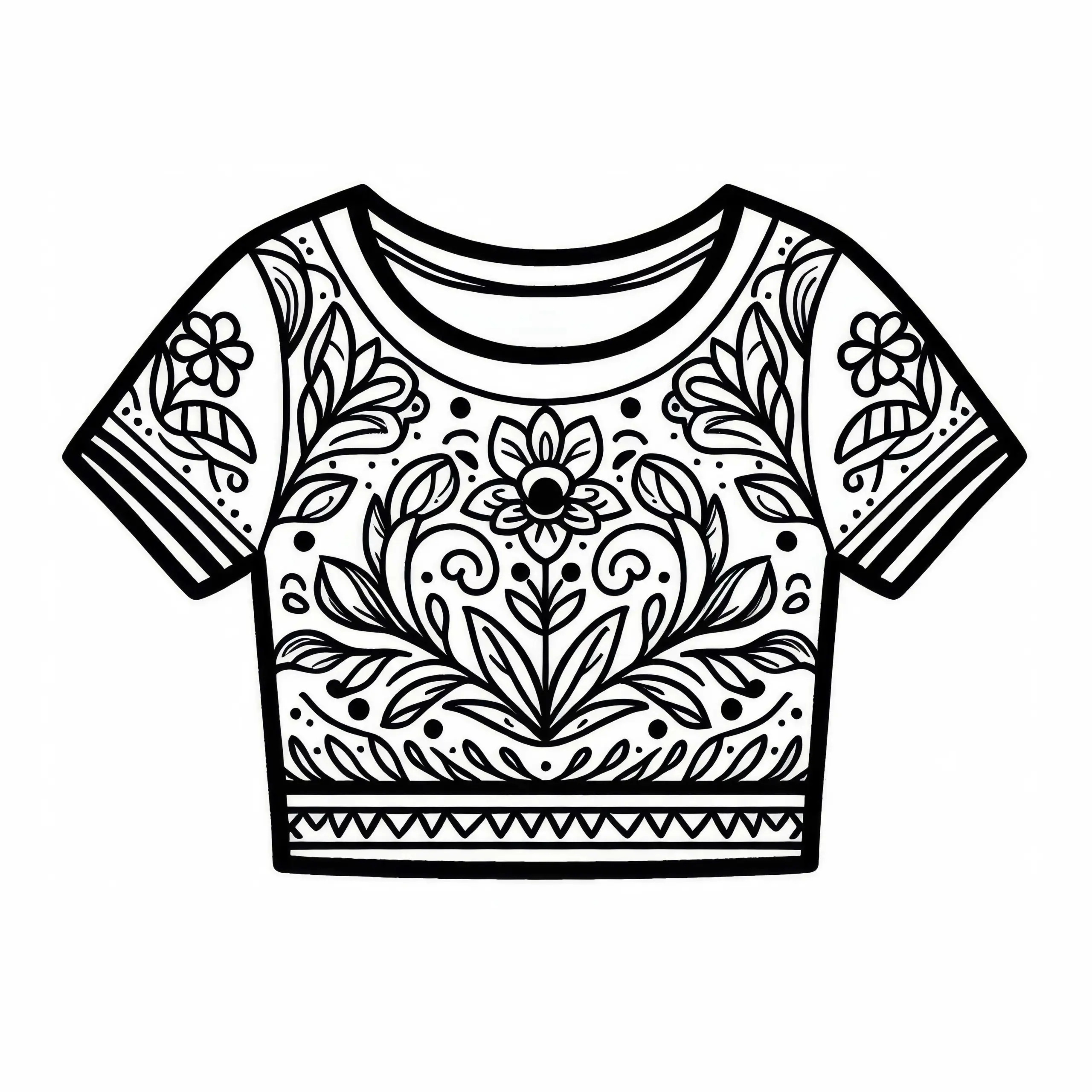 Crop-Top Malvorlage: Kostenlose Kleidung zum Ausmalen (Ausmalbild)