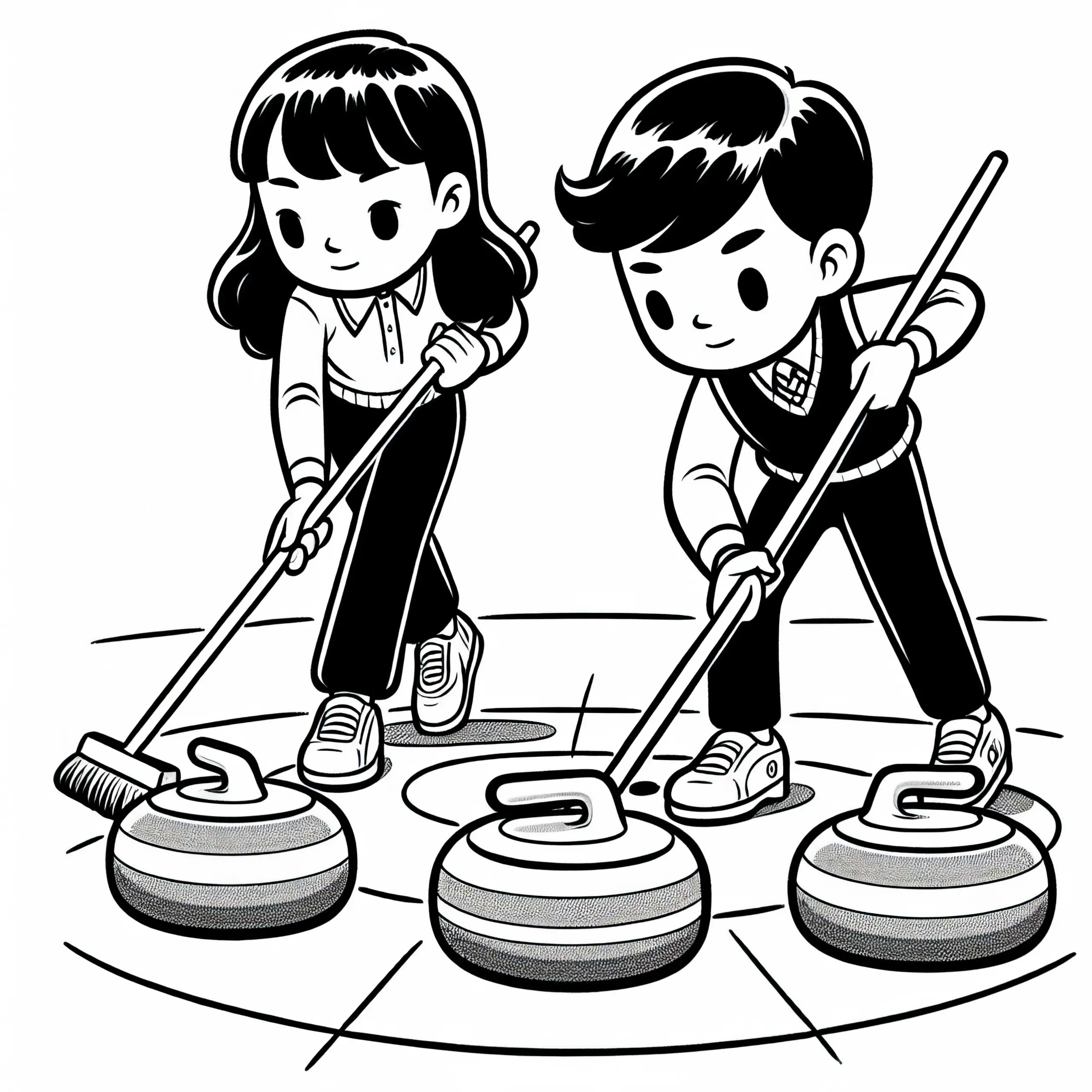 Curling Spieler Malvorlage einfach kostenlos (Ausmalbild)