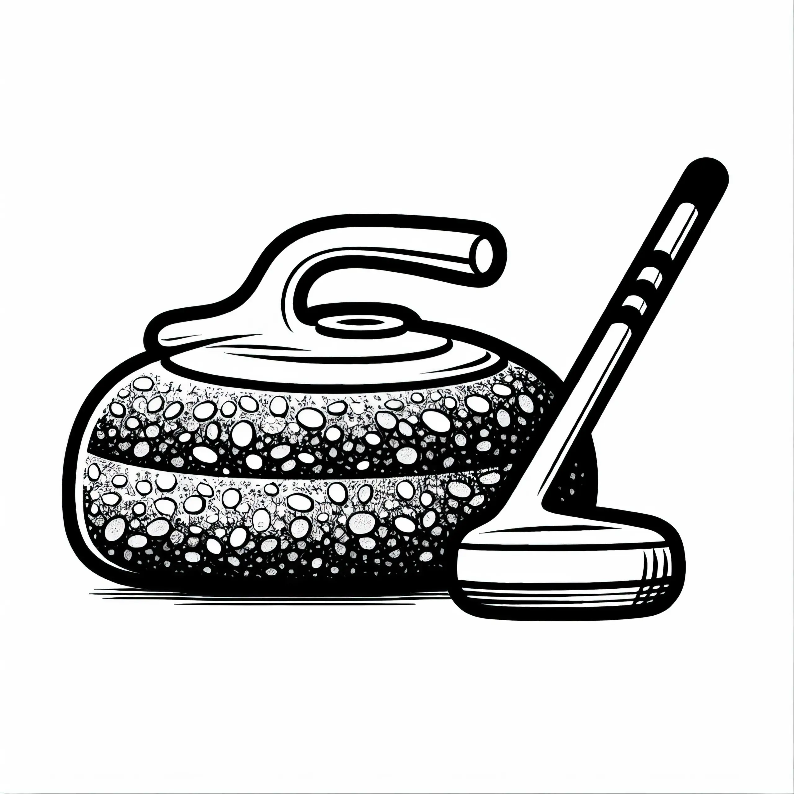 Curling-Stein aus Granit als Ausmalbild – Gratis Download