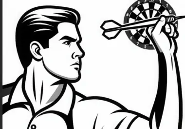 Darts-Spieler Zielt – Ausmalbild Gratis