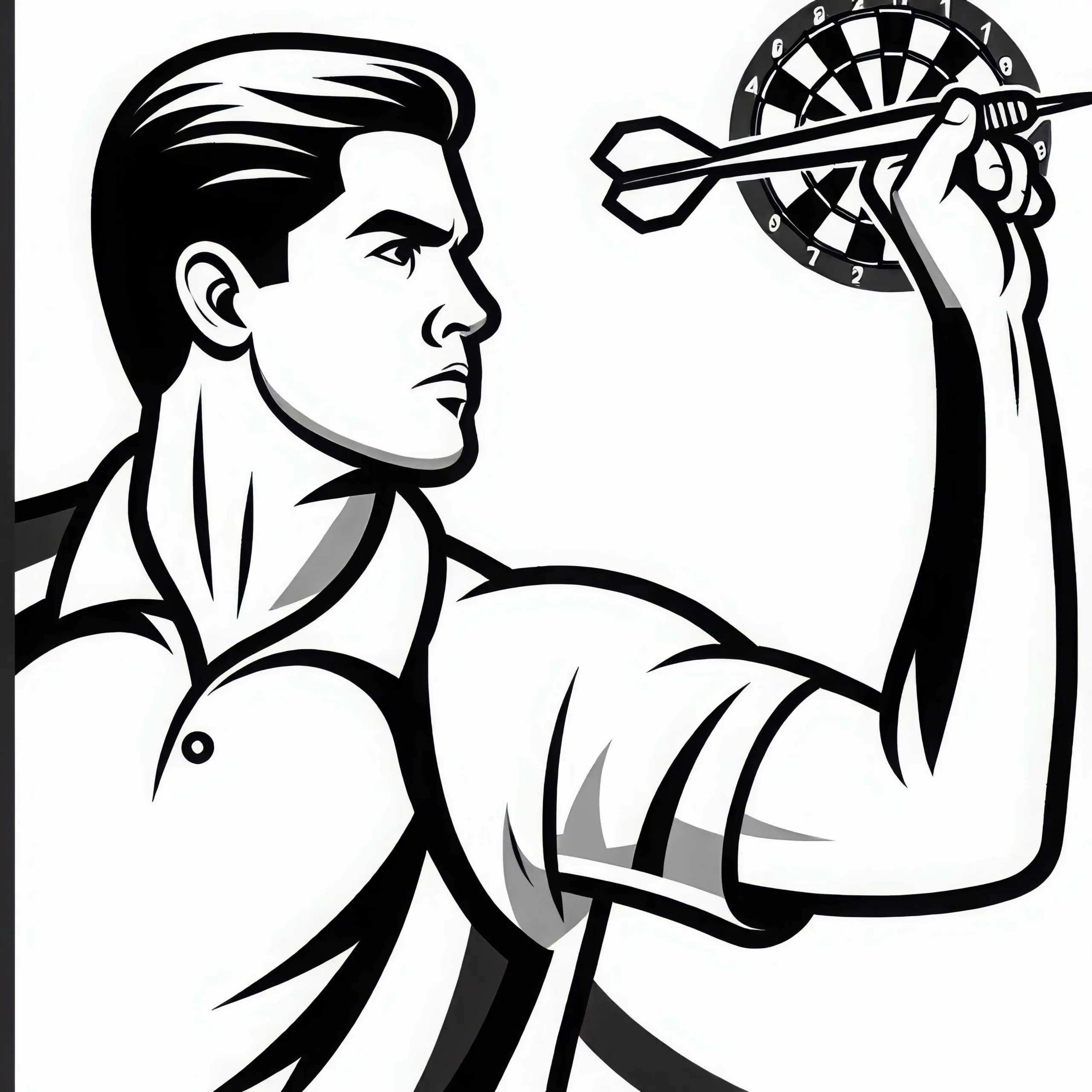 Darts-Spieler Zielt – Ausmalbild Gratis