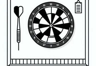 Dartscheibe an der Wand – Ausmalbild einfach gratis