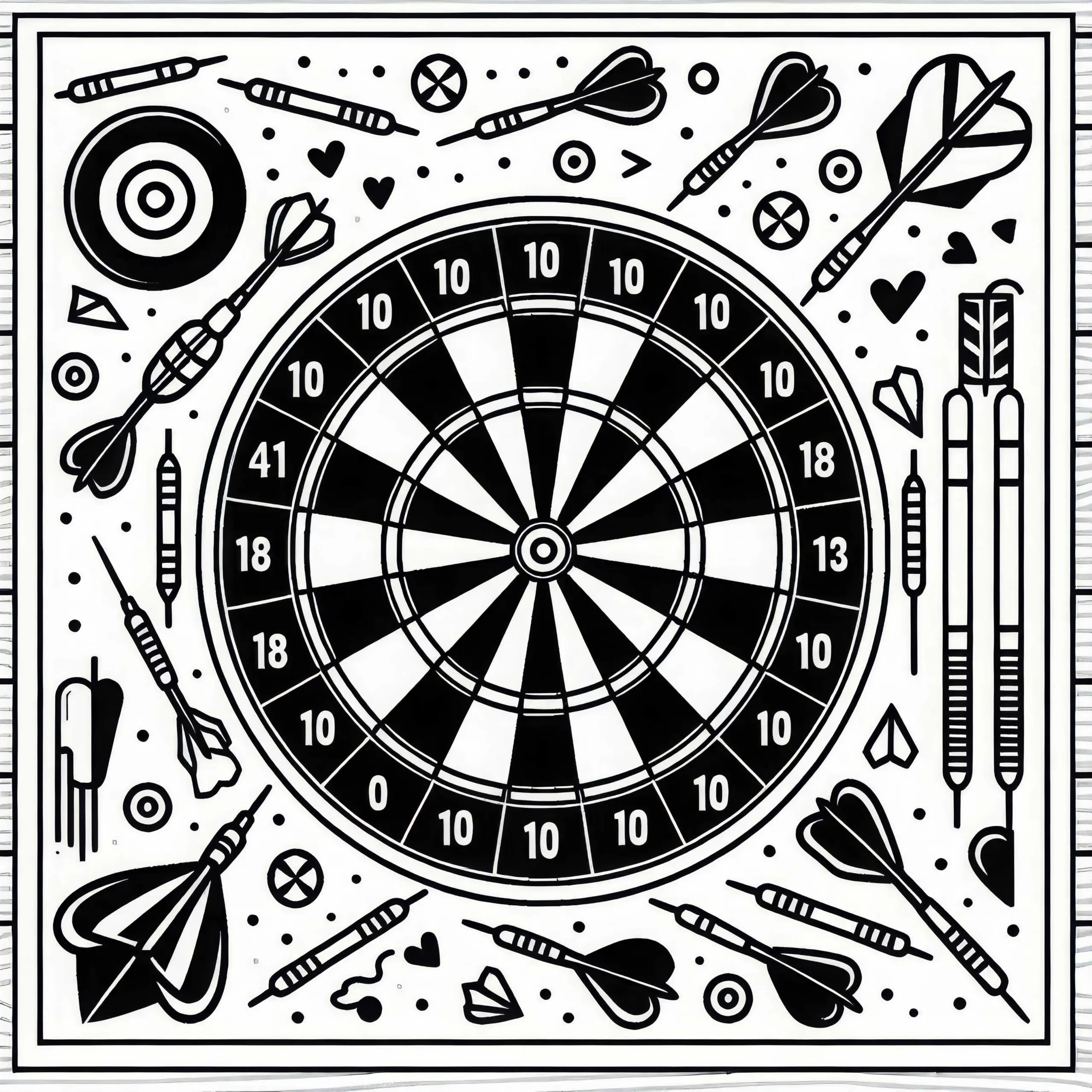 Dartscheibe Malvorlage einfach gratis (Ausmalbild)