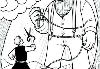 Das Schneiderlein kämpft gegen einen Riesen – Malvorlage Märchen kostenlos